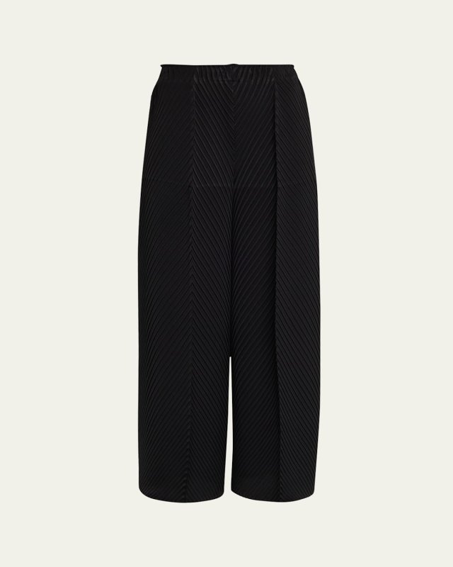 Soft Fold Pleats Straight-Leg Trousers